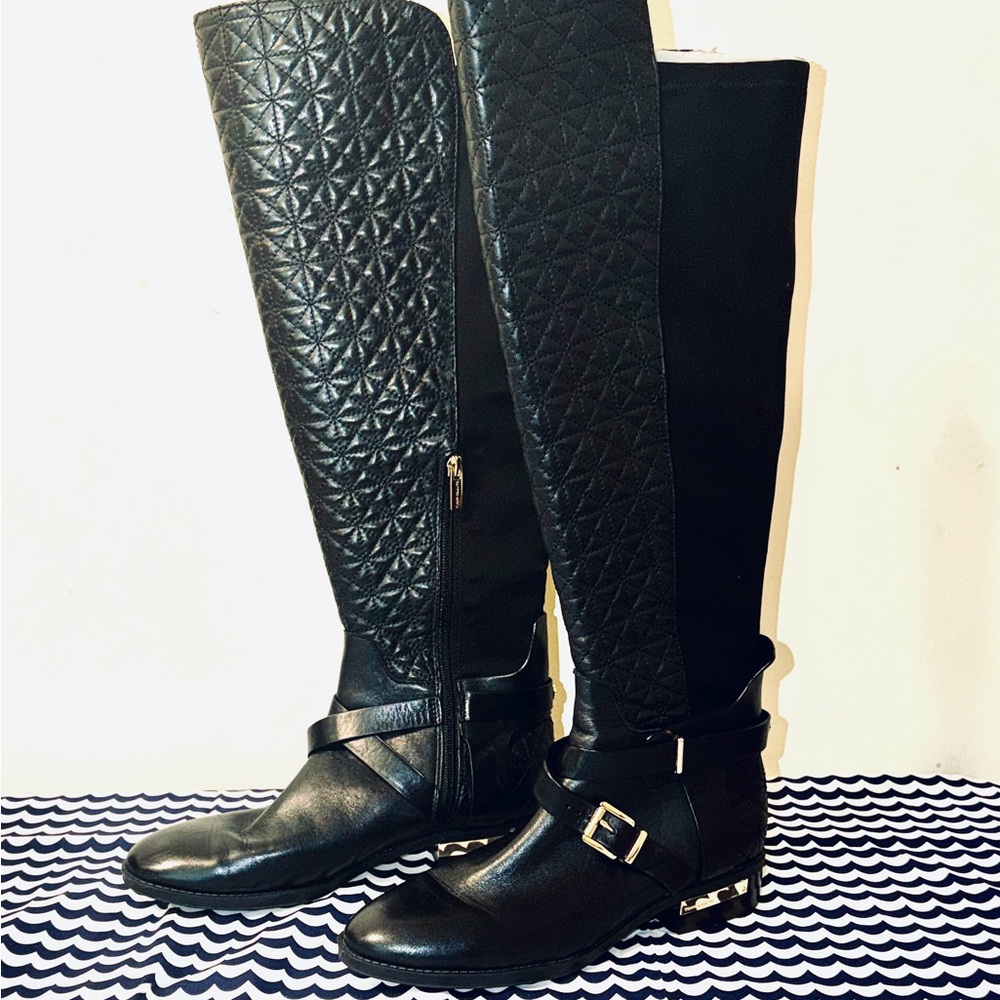 Vince Camuto Black Quilted Over the Knee Boots